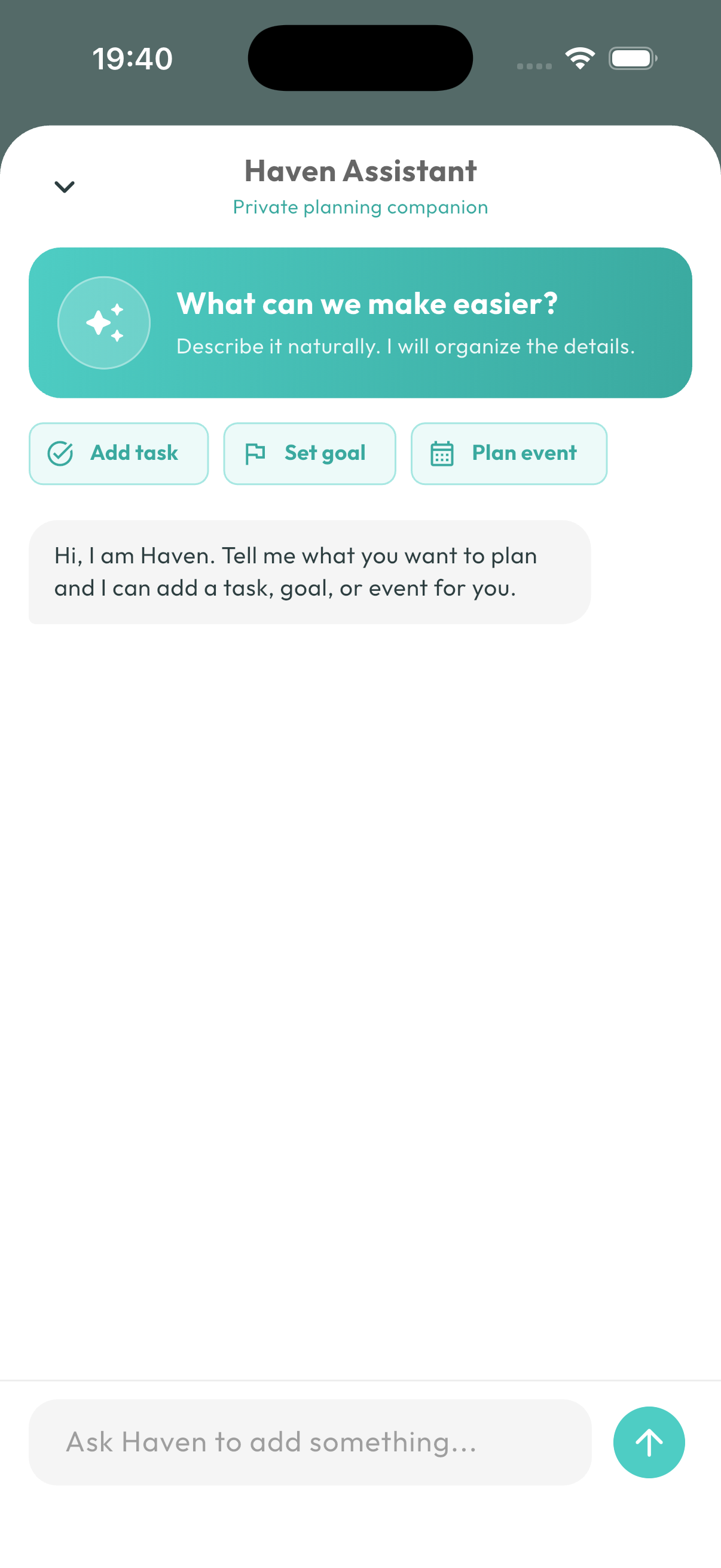 Haven Assistant screen